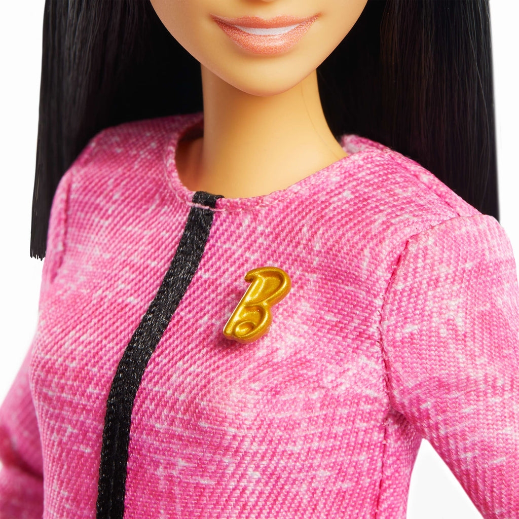Barbie Future Leader Doll With Black Hair, 2 Golden Bracelets & Pin, Includes Sticker