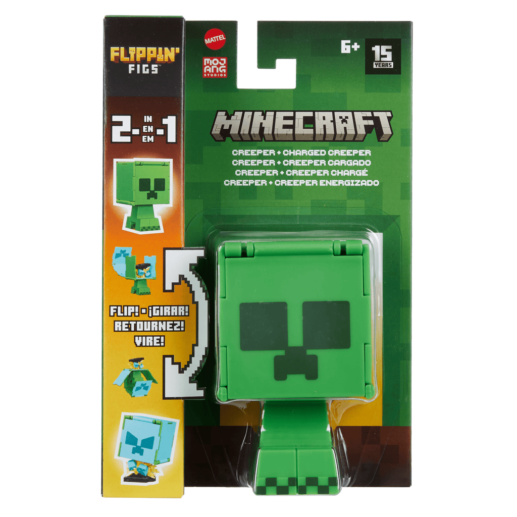 Minecraft Vanilla Figura de Brinquedo Flippin' de 3.75 Creeper + Creeper Carregado