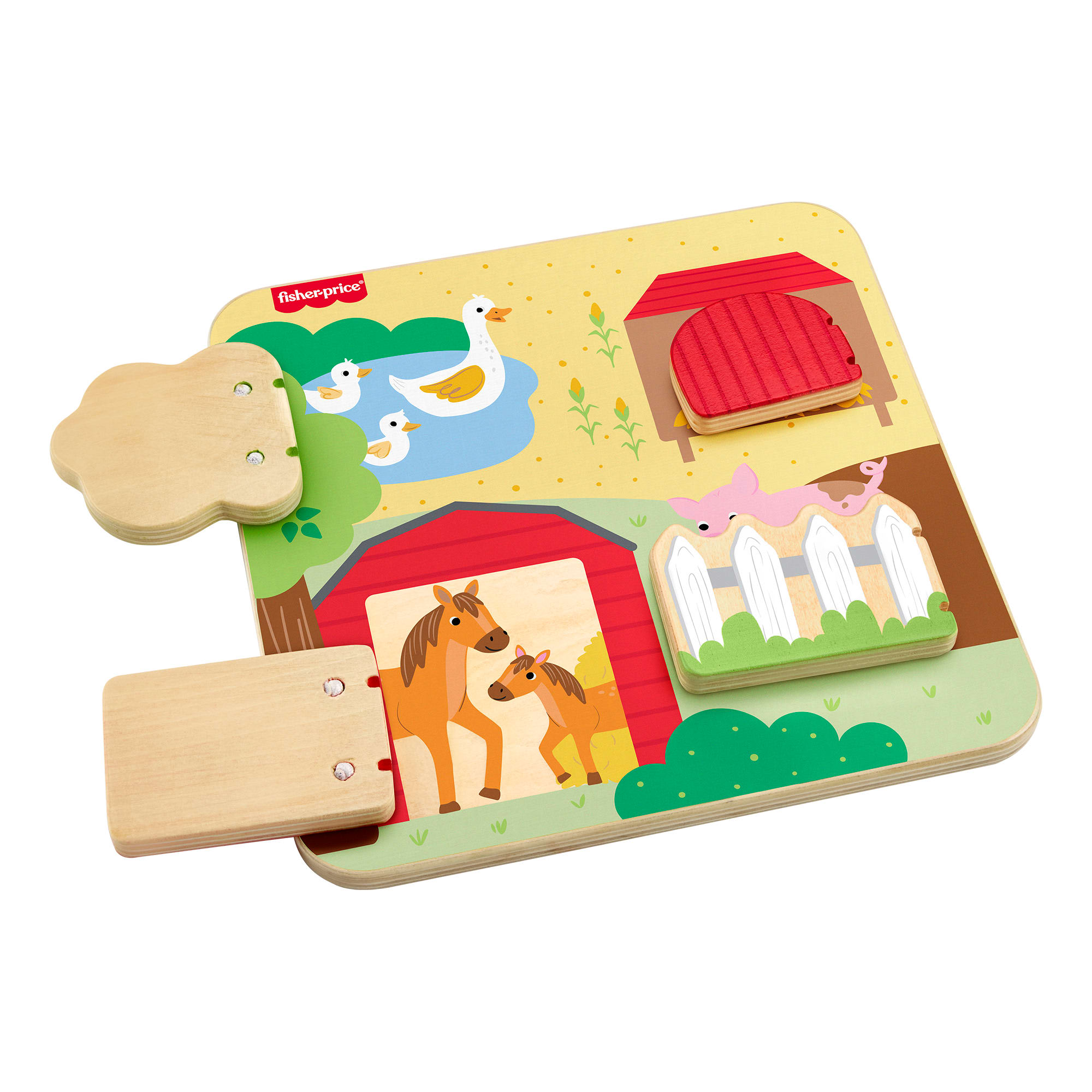 Fisher-Price-La Planche en Bois des Animaux de La Ferme-Pour Bébé