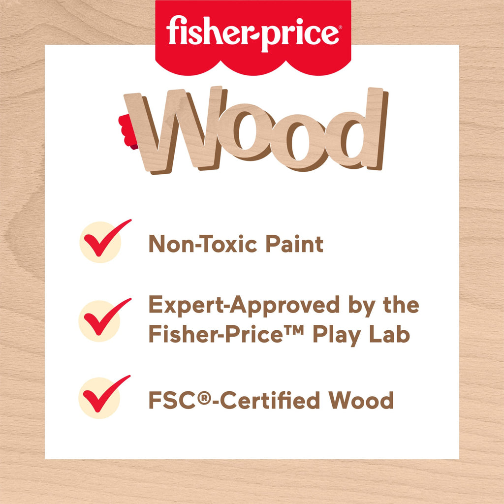 Fisher-Price Wooden Tool Box Set For Preschool Pretend Play, 9 Wood Pieces