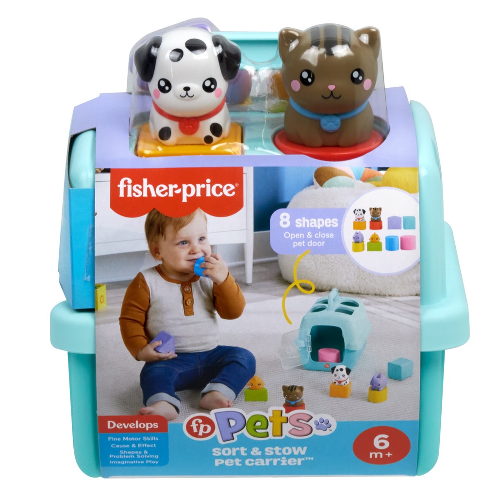Fisher-Price Fp Pets Sort & Stow Pet Carrier Baby & Toddler Shape Sorting Toy, 8 Blocks