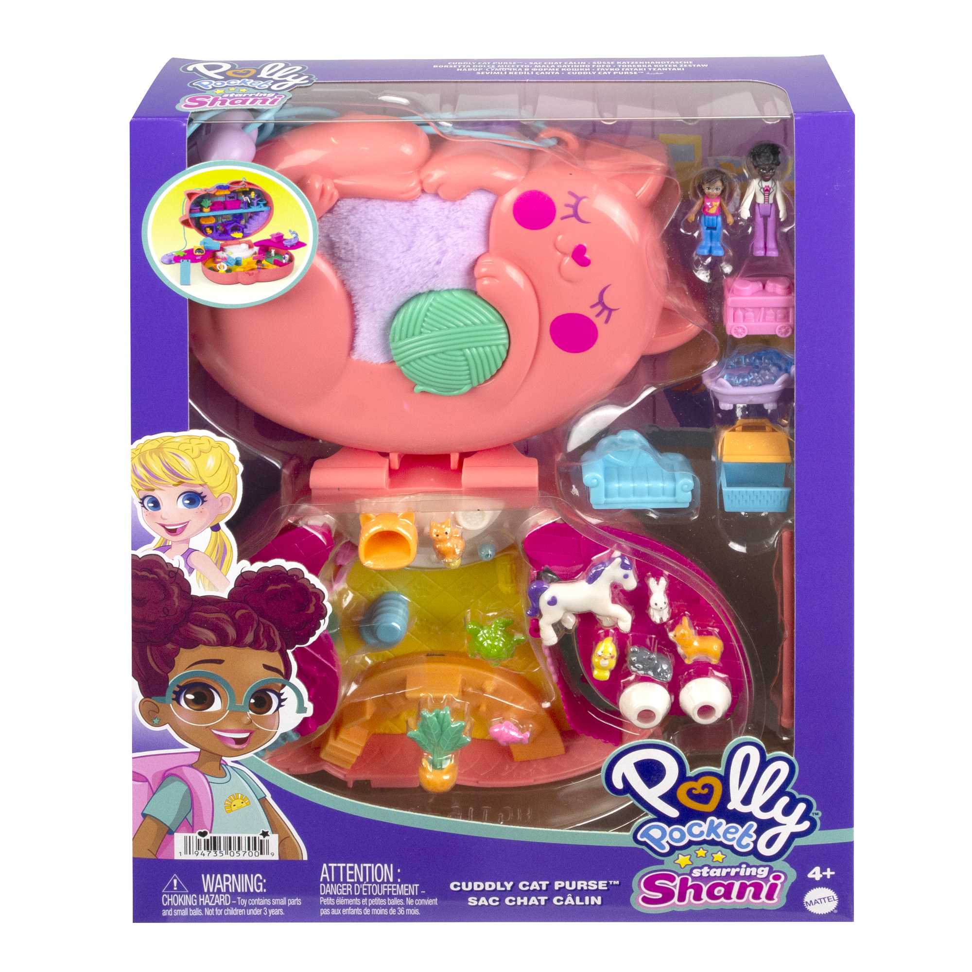 Polly Pocket Avec Shani Coffret Sac à Main Chat à Câliner