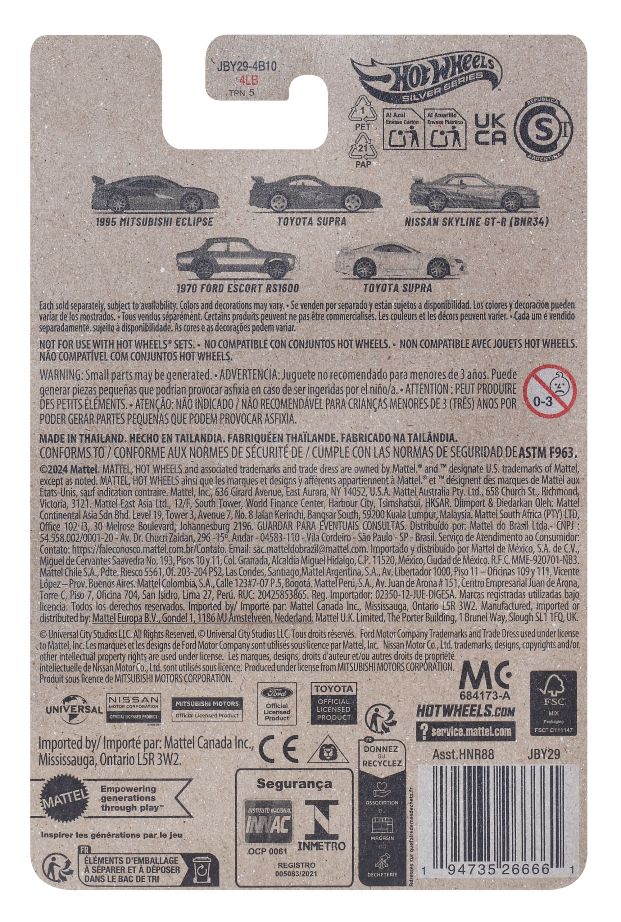 Hot Wheels Collector Veículo de Brinquedo Fast & Furious 95 Mitsubishi Eclipse