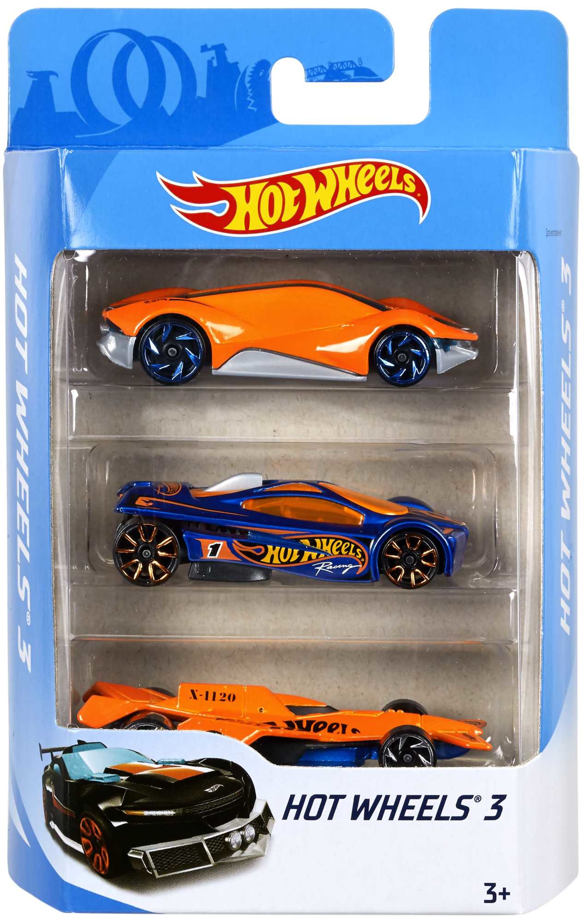 Hot Wheels 1:64 Scale Toy Cars & Trucks, 3-Pack