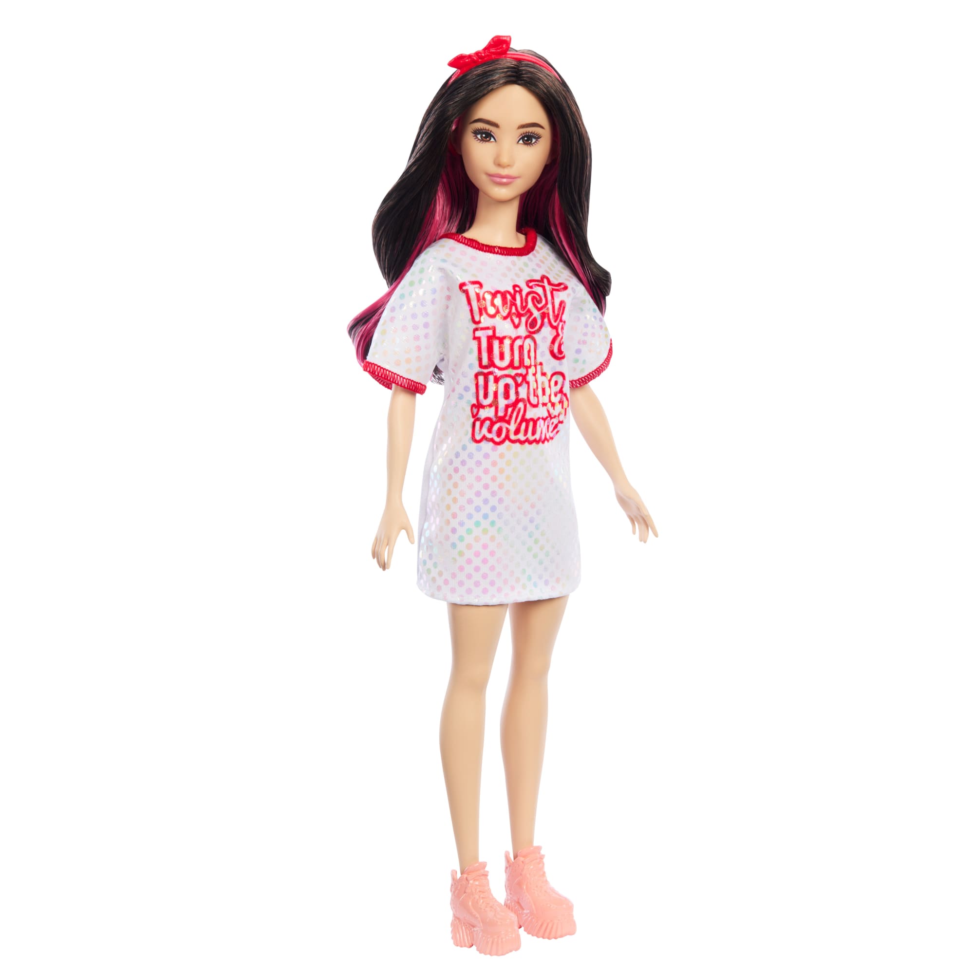 Barbie Fashionistas Doll #214, Black Wavy Hair With Twist ‘n’ Turn Dress & Accessories, 65Th Anniversary