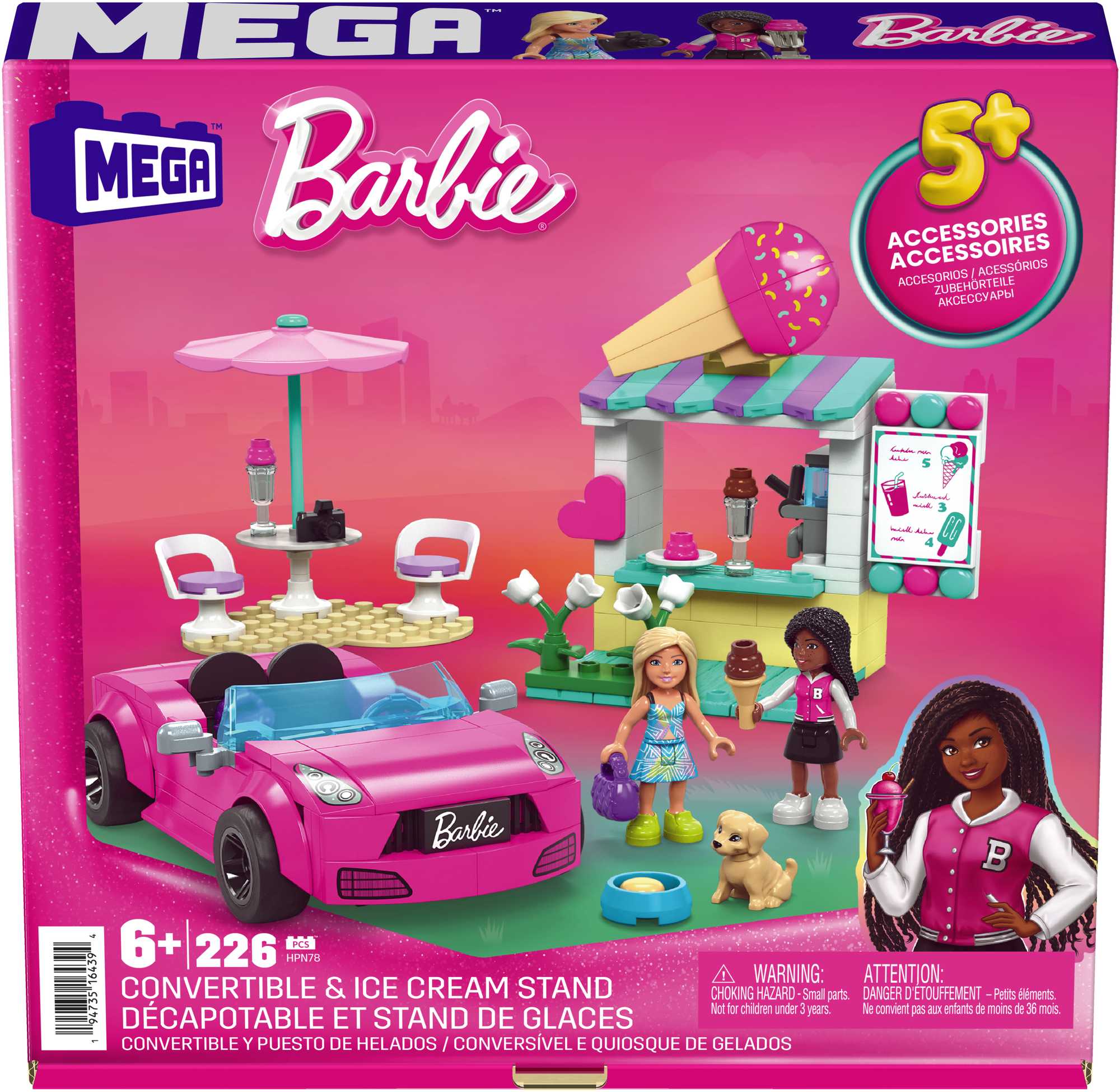 Mega-Barbie-Décapotable et Stand de Glaces-Coffret 225 Pièces